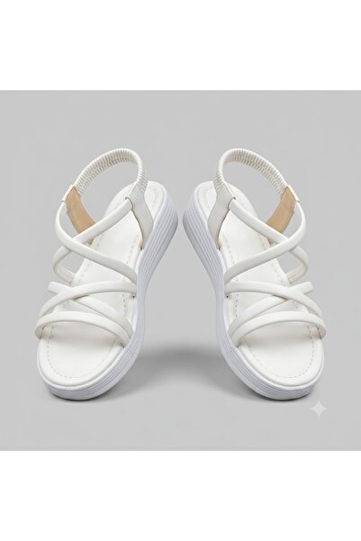 KİNDEP (Florin) Light Comfortable Sole Casual Women's Sandals White