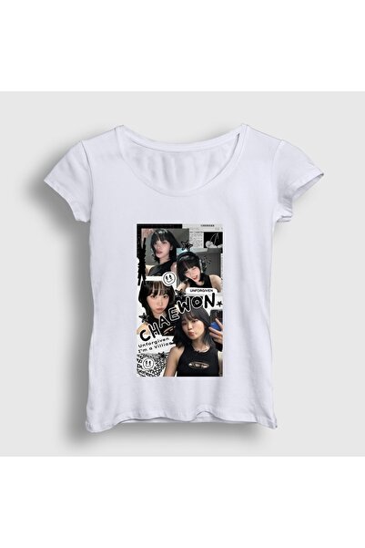 Presmono Women's White Kim Chaewon Unforgiven K-Pop Le Sserafim T-Shirt 612584Tt