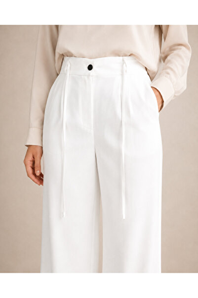 uzhanem Adriana Woven Fabric Palazzo Pants with Elasticated Back Waistband