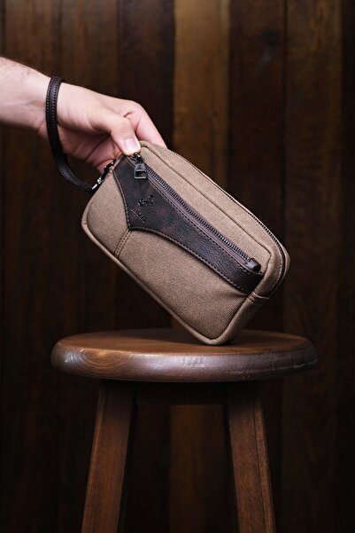 en deri Men's Canvas Card Holder Luxury Portfolio Handbag with Hand and Wrist...