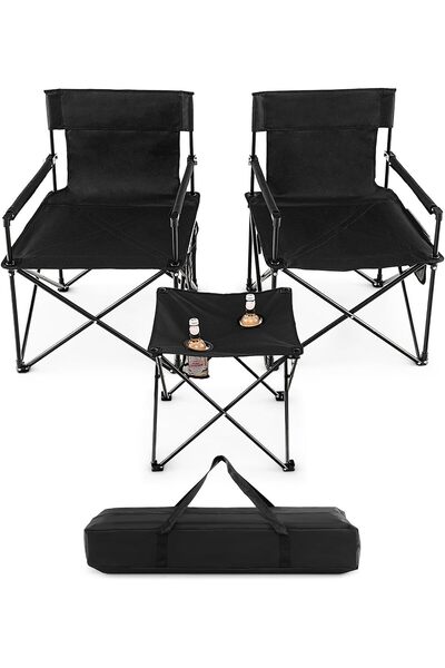 COSTWAY Scaun pliant de exterior NP11353DK Negru - Metal - 58 x 85 x 59 cm