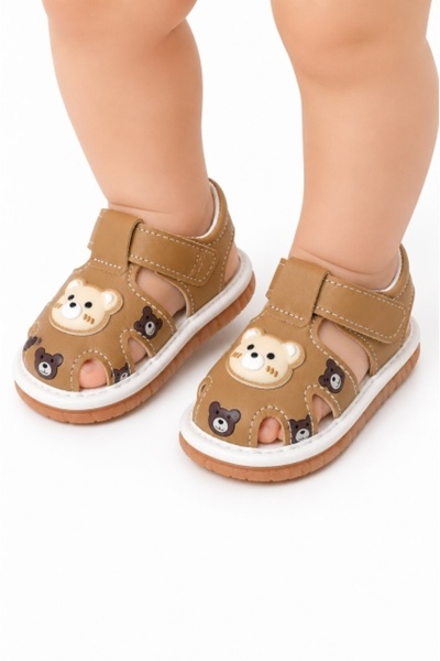 Superbaby Για μωρά ανοιχτό καφέ σανδάλια με ήχο - Αρκουδάκια