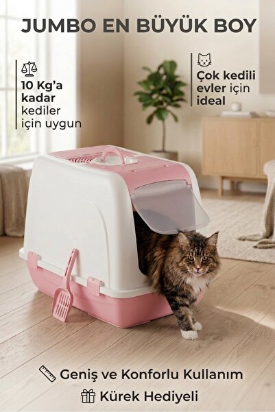 Kurtbay Şekil Flex Jumbo Boy Kedi Tuvaleti, 46x66x52 cm, Filtreli ve Kum Küre...