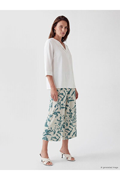 LC Waikiki Özmarka New Season Elastic Waist Patterned Women's Capri Pants
