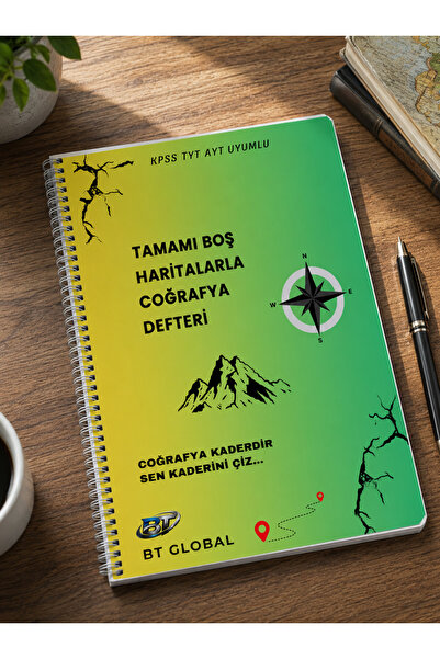 defterebra TAMAMI BOŞ HARİTALARLA DOLU COĞRAFYA DEFTERİ