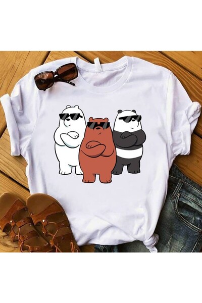 SVART WEAR Μπλουζάκι Bare Bears με στάμπα, 100% βαμβακερό, κοντομάνικο για πα...