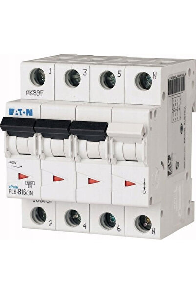 Eaton Disjunctor automat 3P+N D 16A 6kA AC Pl6-d16/3n 165035