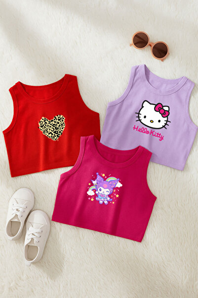 MYADA Askılı Kız Çocuk Tarz 3'lü Crop Set 24014 24017 24032