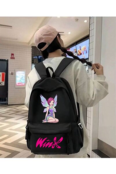 Minga London Black Winx Tecna Printed School, Class, Course Backpack