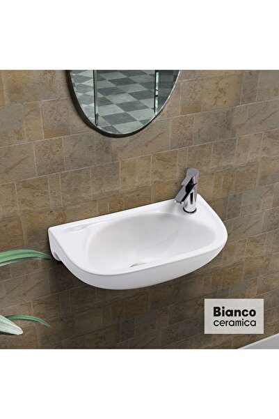 BIANCO CERAMICA Κρεμαστός Πορσελάνινος Νιπτήρας 41x26εκ Λευκό Γυαλιστερό