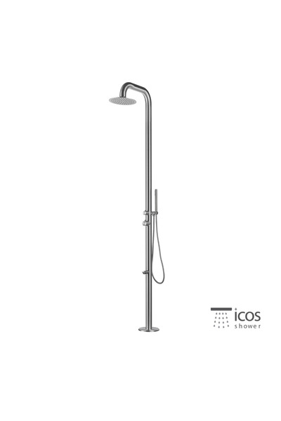 Icos Shower LEA MIX Στήλη ντους θερμομικτική εξωτερικού χώρου 3 εξόδων Inox