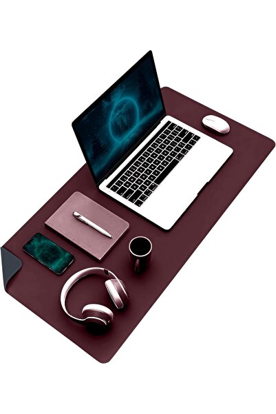 Yıldızan edl shop Çift Renk Dikişli PU Deri Masa Matı 80x40 Cm Mousepad, Su G...