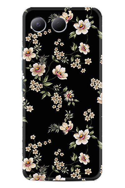 TECNO Spark 40 5G Uyumlu Kılıf Boutique Baskılı Resimli Siyah Fon Çiçek Pcode...