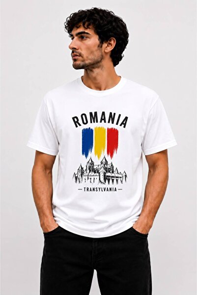 EYMORA Romania Flag Printed White T-Shirt