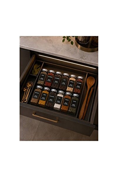 Empressco Square Shaped Glass Spice Jar Set, 12 Pieces, with Metal Lids and 3...