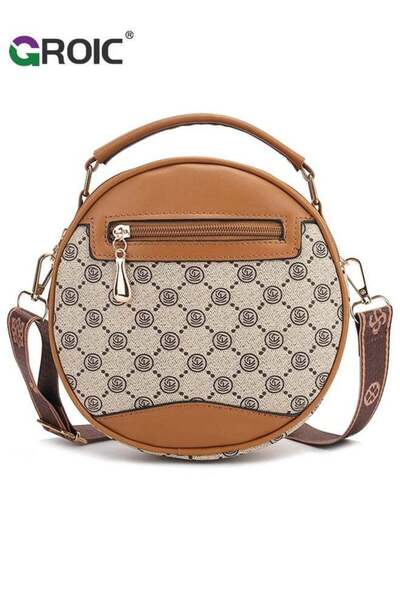 GROIC Leather Crossbody Bags for Women,Circle Cross Body Shoulder Bag Purses ...