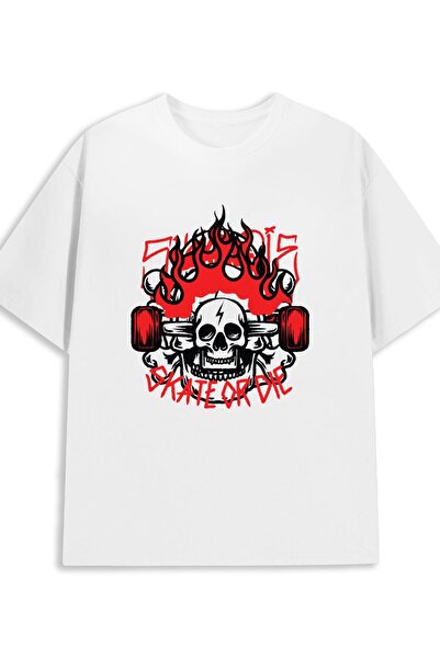 LİNA06 Skull Flame Skate T-Shirt Skeleton T-Shirts Funny T Shirts Men'S 180G ...