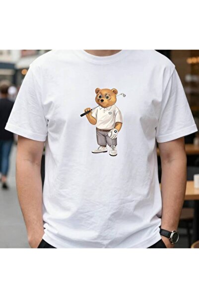 STITCHLY Gentleman Golf Bear Print T-Shirt, Casual Sporty And Versatile Round...