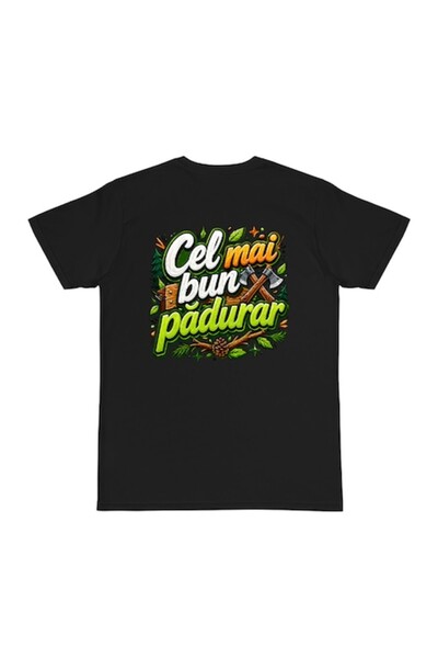 OEM Tricou personalizat cu mesaj: "Cel mai bun forestier", 100% bumbac, negru, M