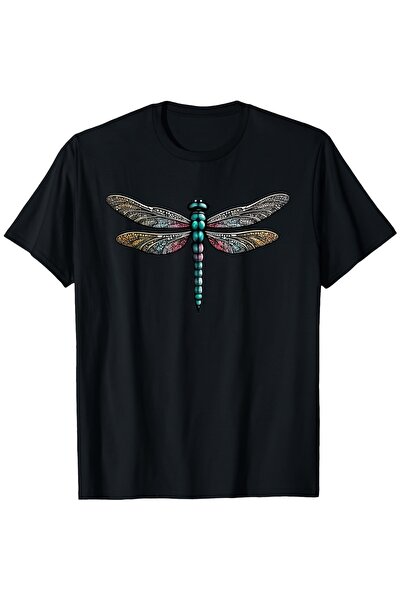 17 seramik Men'S Turquoise Blue Dragonfly Print T-Shirt | Casual Crew Neck, S...