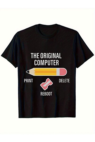 LİNA06 Men S Casual RoundNeck TShirt with Fun Programmer Prints Soft Comforta...