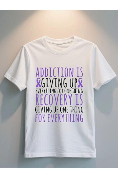LİNA06 Stylish Comfort Men S Addiction Recovery Awareness T Shirt Giving Up I...