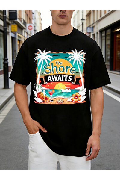 212Wear Tropical Beach Style Men'S Round Neck T-Shirt, Loose Fit, Fashionable...