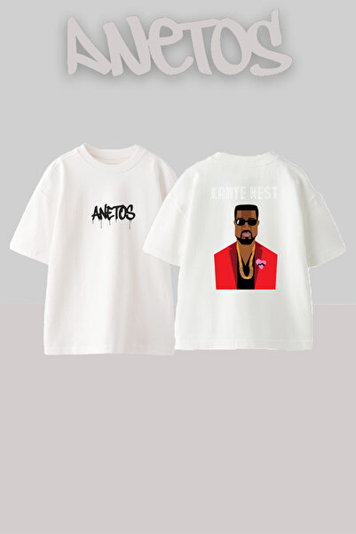 Anetos Kanye West_54 Design Printed Unisex Oversize Fit White Tshirt