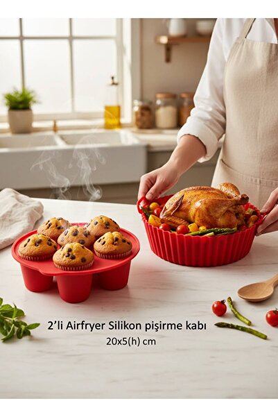 HOLLYHOME 2 Pieces Silicone Airfryer Baking Container Clover, Muffin Oven, Ai...