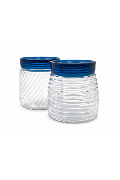 BRANDLESS Set borcane din sticlă pentru depozitare alimente, 2 piese, capac t...