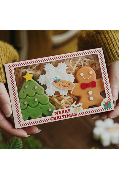 mutlu adım 3 Adet Yılbaşı Mum Seti Kar Tanesi Gingerbread Çam Ağacı