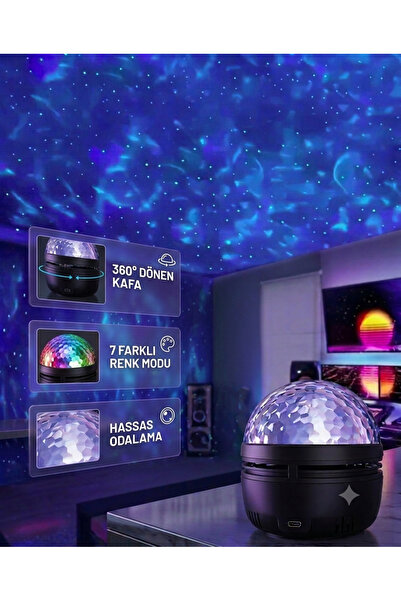 TeknoEser Galaksi Projektörü - Renkli Nebula Efektli Yıldız Yansıtmalı Gece L...