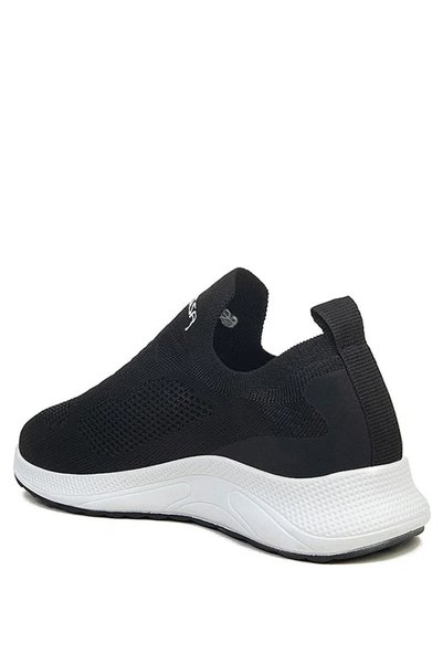 Giyyin Men's Sports Shoes Breathable Lightweight Comfortable Black and White Detailed Knitwear Casual Sneaker