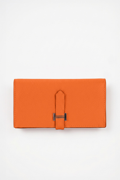 Levidor Genuine Leather Large Size Women's Wallet with Orange Tassel Detail L...