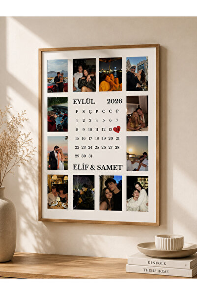 benden olsun Kişiye Özel Tarih İşaretli Takvimli Çerçevesiz Poster - Sevgiliy...