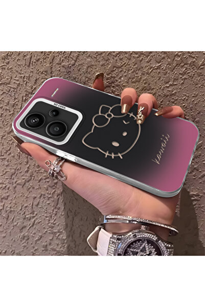 SLIMFELT Redmi Note 13 Pro Plus+ 5G Uyumlu Sade Kedi Desenli Sert Kılıf, Düşm...