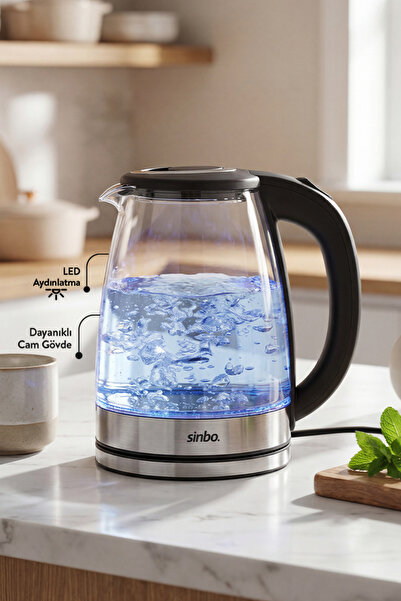 Sinbo SK 8046 1,8 L Cam Kettle LED Aydınlatmalı Kablosuz Su Isıtıcı