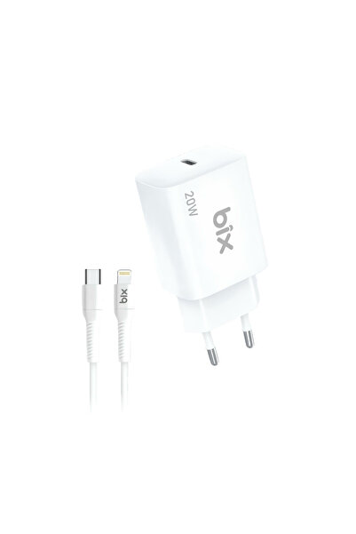 Bix BXL22W 20W USB-C Hızlı Şarj Adaptörü ve 5A Type-C to Lightning 1m Kablo Set