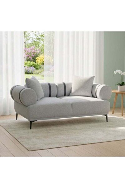 Danube Home Evie 2 Seater Fabric Sofa - Light Grey / Dark Grey