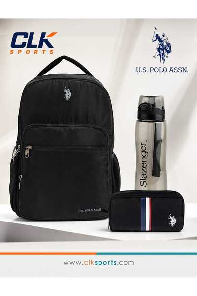 U.S. Polo Assn. Unisex Okul Sırt Çantası , Çift Gözlü Kalem Çantası - Suluk &...