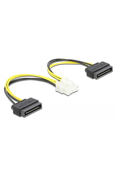 DELOCK καλώδιο EPS 8pin σε 2x SATA 15pin 83020, 15cm