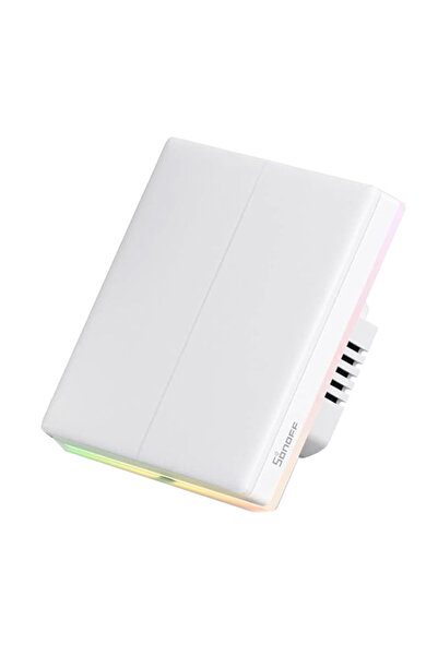 Sonoff smart διακόπτης T5-2C-86 με LED φωτισμό, διπλός, Wi-Fi, λευκός