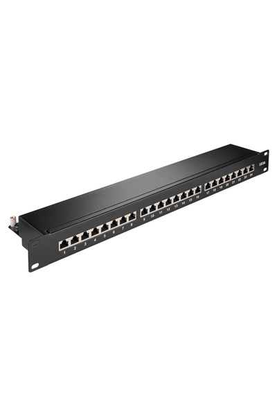goobay πάνελ διανομής 90854, 19 " # 34,/1U, 24 θύρες, CAT 6a STP, μαύρο