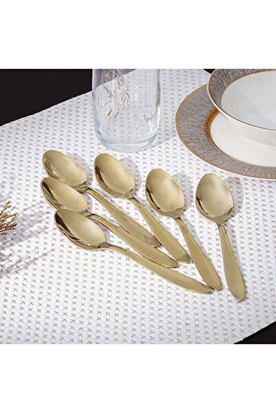 Danube Home طقم ملاعق أطفال ذهبية من 6 قطع من PVD لوتس، مقاس 16.5 × 3.5 سم