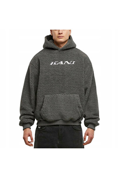 KARL KANI Hanorac bărbați Silver Teddy Hoodie, material pufos, design modern