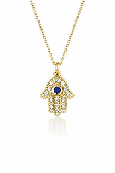 KAIROS JEWELRY 14 Ayar Altın Hamsa Zincir Kolye