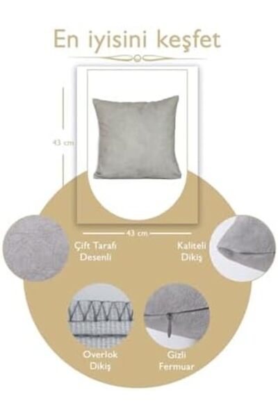 Yıldızan Edl Shop 43X43 cm Light Gray Throw Pillow Cover Decorative Velvety E...