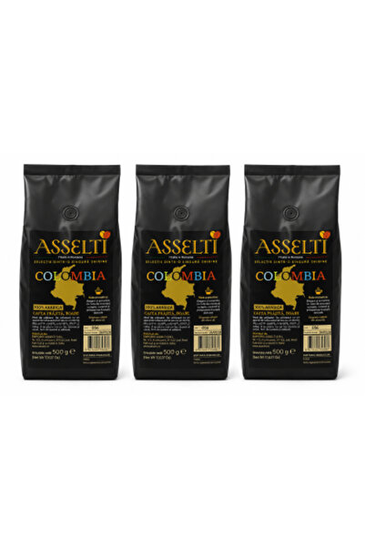 Asselti Set 3 x Boabe de cafea Columbia 100% Arabica, origine unică, 500 g (t...