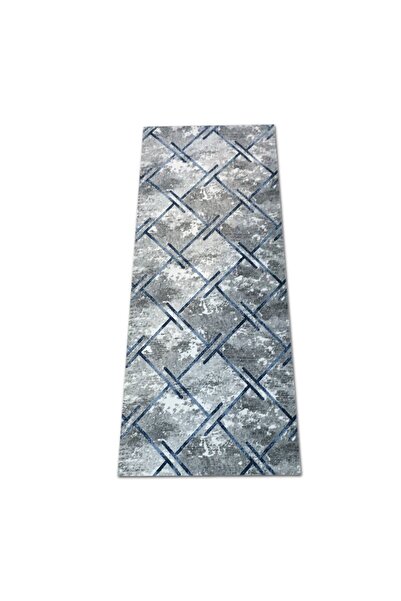 OEM Covor Antiderapant Ayten, Gri cu Albastru, Poliester, 60 x 120 cm