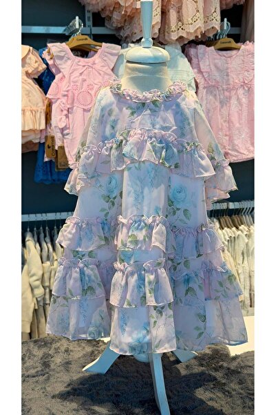 Pamina Girl's Special Occasion & Evening Dress and Headband - Ruffled Rose Pa...